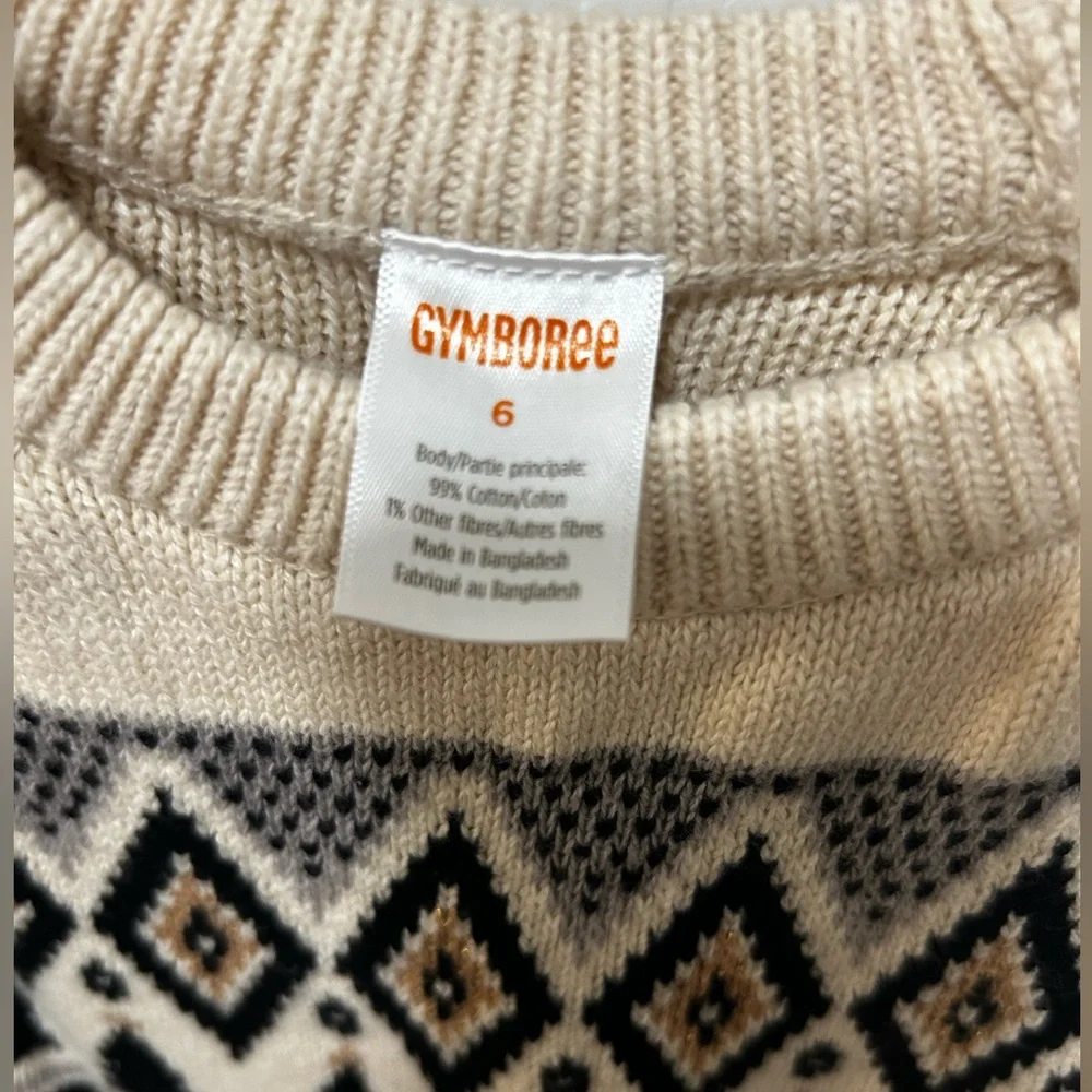 Gymboree Christmas holiday long sleeve sweater dress girls size 6 cream & black